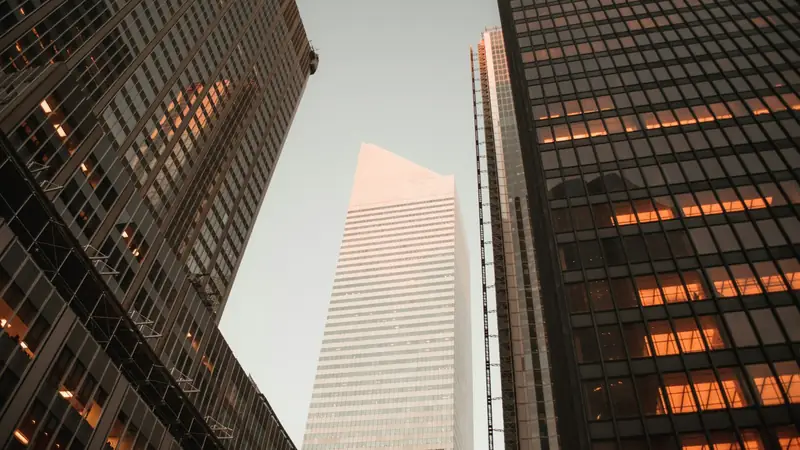 High-rise commercial buildings in a business district
