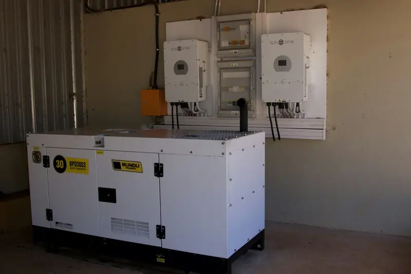 Diesel generator set installed in a power room