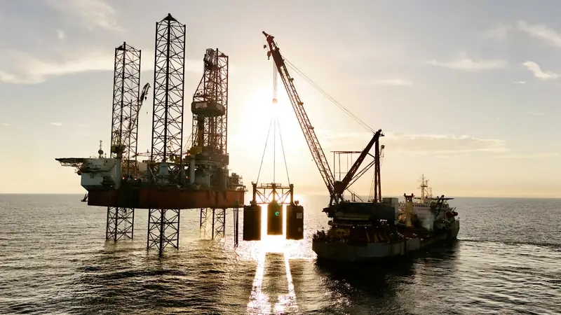 Offshore rig supported by a marine vessel